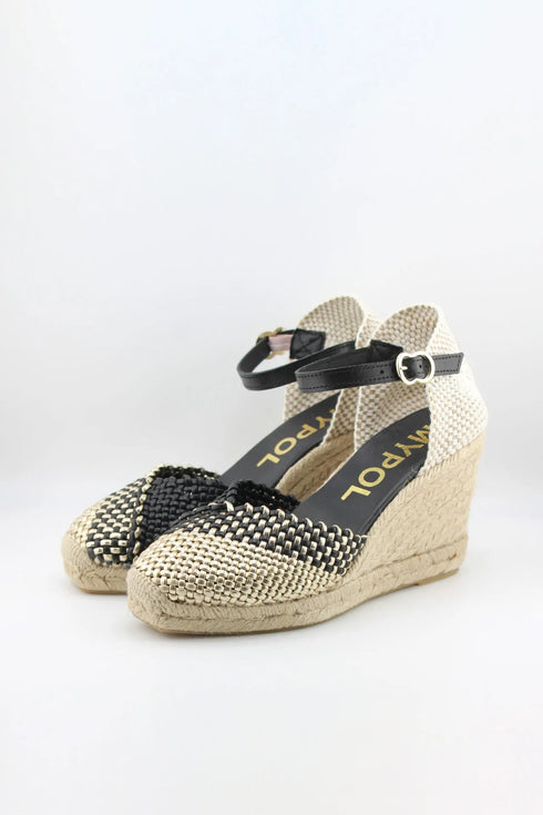 Maypol Woven Ankle Strap Wedge Espadrilles